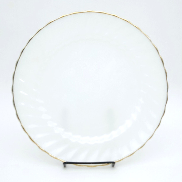 Anchor Hocking Fire King Dinner Plate Milk Glass Gold Rim 10" Replacement MCM 4 - Picture 3 of 8